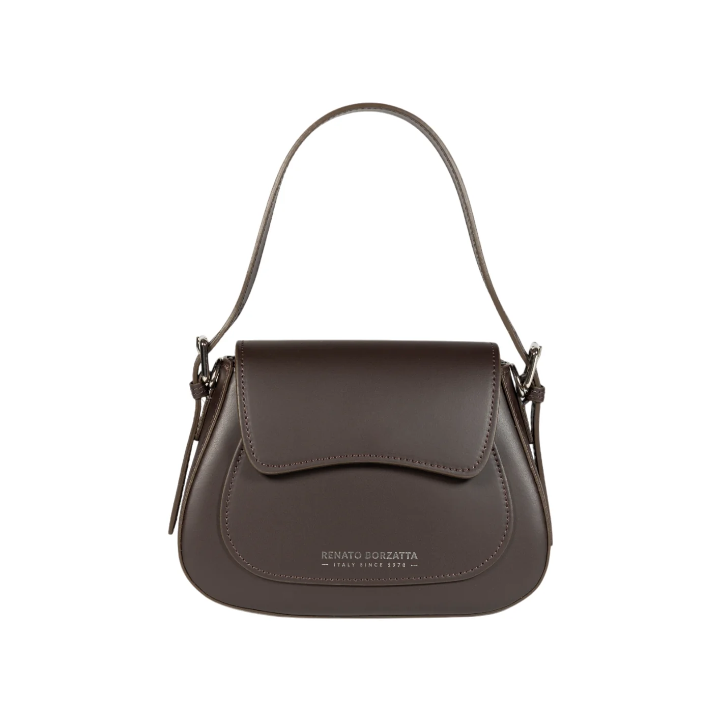 E29FEDF0-BF44-4ED2-87A0-05C63C6EDB41 Renato Borzatta EMMA Schultertasche – Damen Ledertasche aus Echtleder – Dunkelbraun – Made in Italy - Image 1
